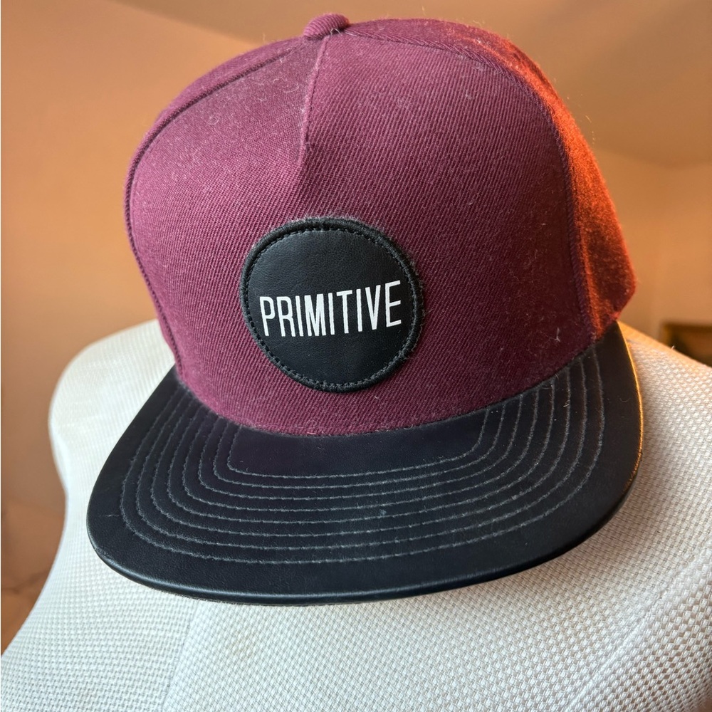 Primitive Burgundy and Black Snapback Hat